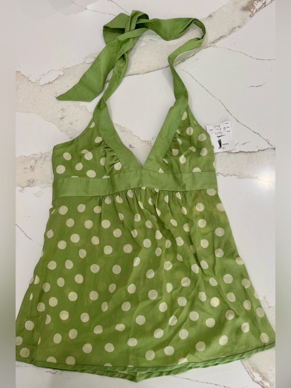 NEW Susana Monaco Green Polka Dot Halter Top New With Tags Retail $140 Sz 6